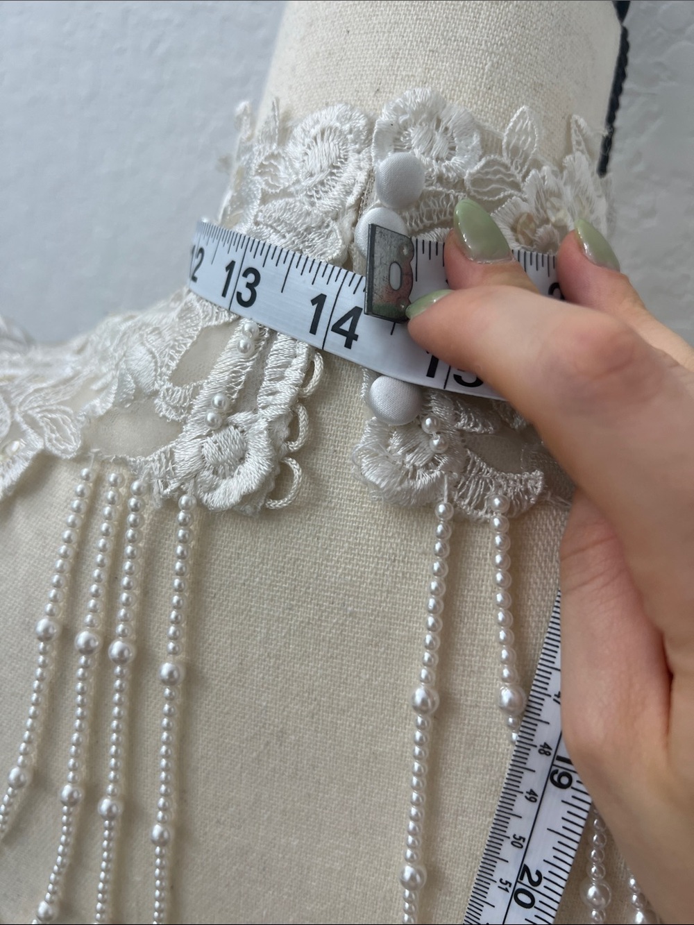 Vintage Re-Worked Ivory Beaded Long Sleeve Mini Dress - Picture 5 of 13